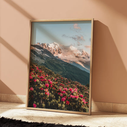 Mont Blanc Print – Floral French Alps Landscape Wall Art