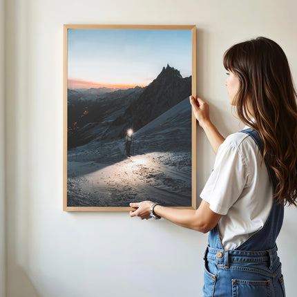 Mountaineer on Grands Mulets Route to Mont Blanc – Chamonix Art Print