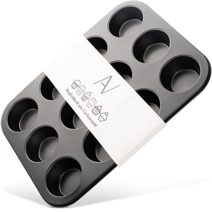 Muffinblech aus Karbonstahl Muffinform für 12 Muffins - Schwarz (Muffinformen) kaufen bei Linkreich – Jetzt entdecken!