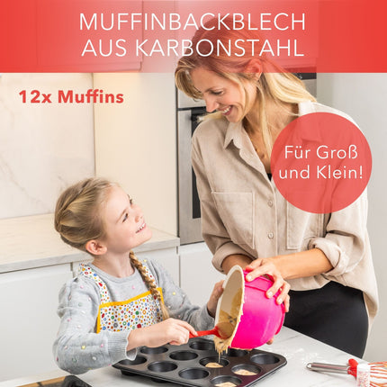 Muffinblech aus Karbonstahl Muffinform für 12 Muffins - Schwarz (Muffinformen) kaufen bei Linkreich – Jetzt entdecken!