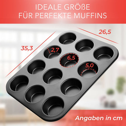 Muffinblech aus Karbonstahl Muffinform für 12 Muffins - Schwarz (Muffinformen) kaufen bei Linkreich – Jetzt entdecken!