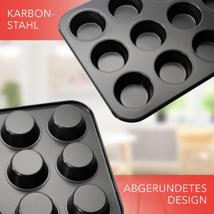 Muffinblech aus Karbonstahl Muffinform für 12 Muffins - Schwarz (Muffinformen) kaufen bei Linkreich – Jetzt entdecken!
