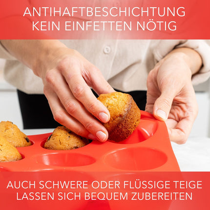 Muffinblech aus Silikon für 12 Muffins - Rot (Muffinformen) kaufen bei Linkreich – Jetzt entdecken!
