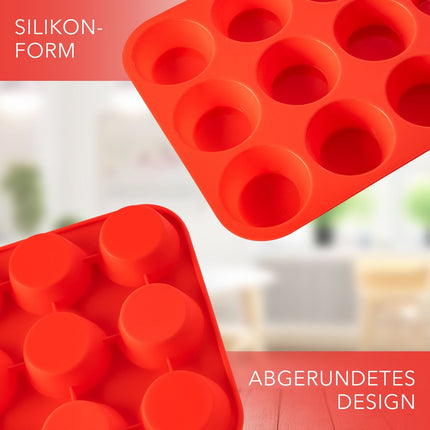 Muffinblech aus Silikon für 12 Muffins - Rot (Muffinformen) kaufen bei Linkreich – Jetzt entdecken!