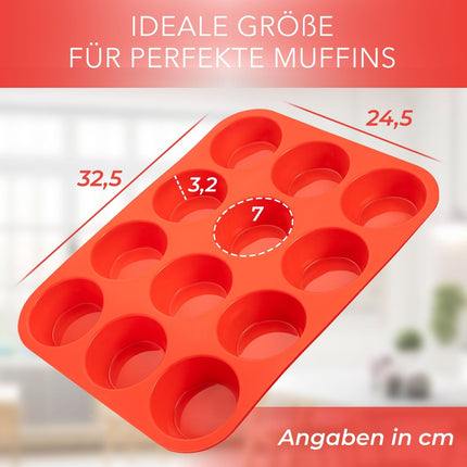 Muffinblech aus Silikon für 12 Muffins - Rot (Muffinformen) kaufen bei Linkreich – Jetzt entdecken!