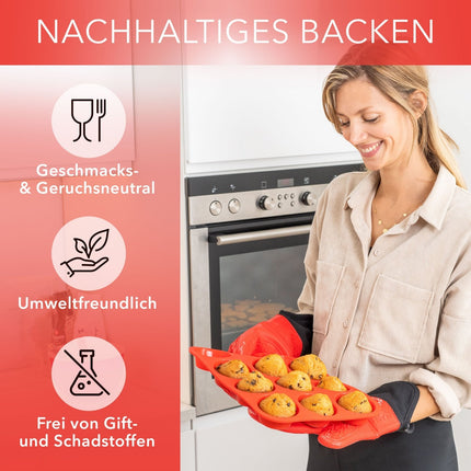 Muffinblech aus Silikon für 12 Muffins - Rot (Muffinformen) kaufen bei Linkreich – Jetzt entdecken!
