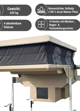 Muflon Camper Pop-Up Absetzkabine , (Doppelbett), Diesel-Standheizung, Mittelsitzgruppe, Aluminium-Leichtbau - Linkreich