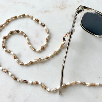 Muschel Brillenkette Weiss-Braun