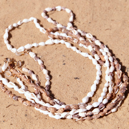 Muschel Brillenkette Weiss-Braun