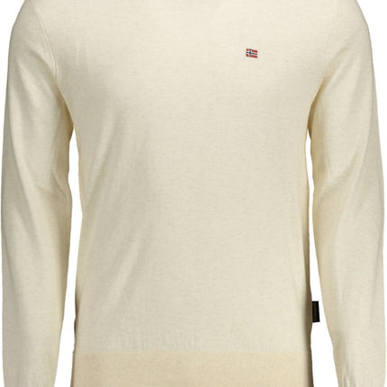 SEO. NAPAPIJRI Herrenpullover Beige – Langarm-T-Shirt mit Logo-Stickerei | soulluna.de - Beige Linkreich