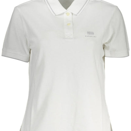 SEO. NAPAPIJRI Polo Kurzarm Damen Weiss – Klassisches Poloshirt aus Baumwolle für den Sommer - Weiß Linkreich