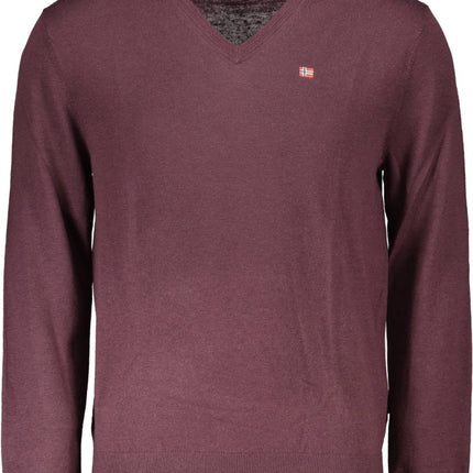 SEO. NAPAPIJRI Pullover Herren – Roter V-Ausschnitt aus 100% LANA für Herbst/Winter - Rot Linkreich