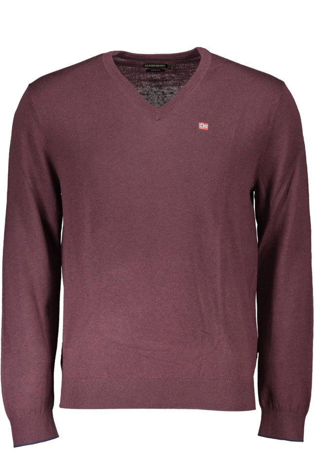 SEO. NAPAPIJRI Pullover Herren – Roter V-Ausschnitt aus 100% LANA für Herbst/Winter - Rot Linkreich