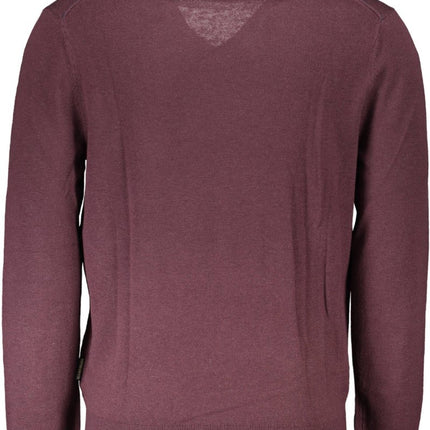 SEO. NAPAPIJRI Pullover Herren – Roter V-Ausschnitt aus 100% LANA für Herbst/Winter - Rot Linkreich