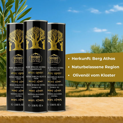 Natives Olivenöl Extra – 1L vom Berg Athos – Klosterproduktion (Olivenöl) kaufen bei Linkreich – Jetzt entdecken!