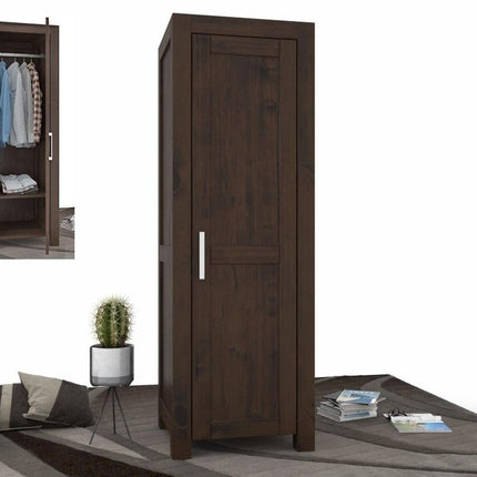 SEO. NATURA Kleiderschrank 1 - Türig mit Kleiderstange Massivholz - Wenge Linkreich