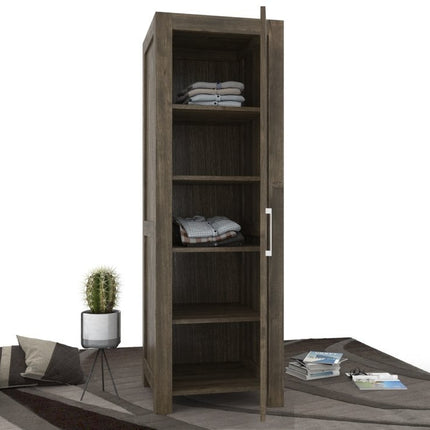 SEO. NATURA Kleiderschrank 1 - Türig mit Regale Massivholz - Natur Linkreich