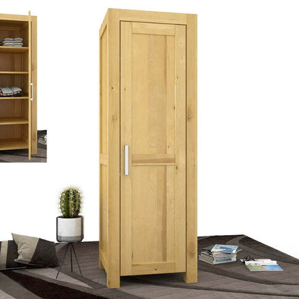 SEO. NATURA Kleiderschrank 1 - Türig mit Regale Massivholz - Natur Linkreich