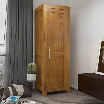 SEO. NATURA Kleiderschrank 1 - Türig mit Regale Massivholz - Natur Linkreich