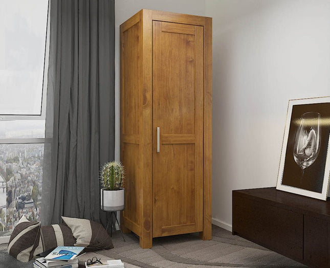 SEO. NATURA Kleiderschrank 1 - Türig mit Regale Massivholz - Natur Linkreich