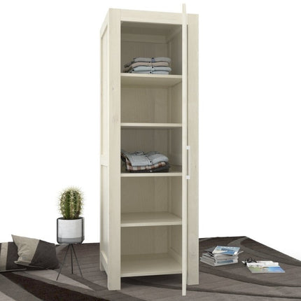 SEO. NATURA Kleiderschrank 1 - Türig mit Regale Massivholz - Natur Linkreich