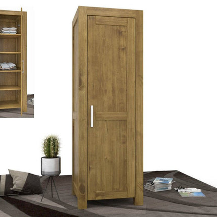 SEO. NATURA Kleiderschrank 1 - Türig mit Regale Massivholz - Natur Linkreich