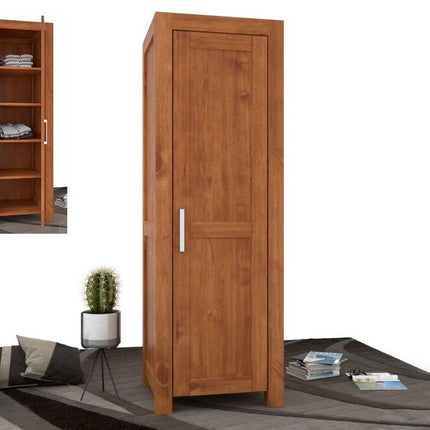 SEO. NATURA Kleiderschrank 1 - Türig mit Regale Massivholz - Natur Linkreich