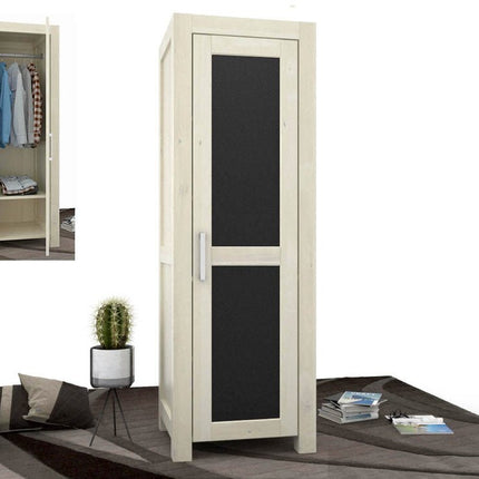 SEO. NATURA Leather Kleiderschrank 1 - Türig mit Kleiderstange Massivholz - Natur Linkreich