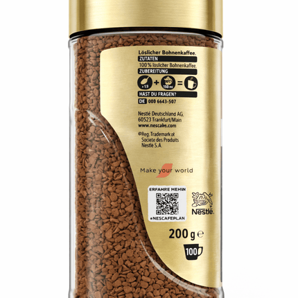NESCAFÉ Gold 200g - Löslicher Bohnenkaffee - NESCAFÉ Gold Original 1x200g Linkreich