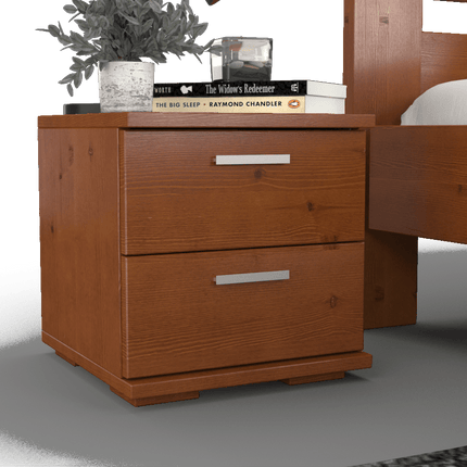 SEO. Nobis Kiefer Massivholz Nachttisch | 2-Schubladen Nachtschrank aus 100% Bio Kiefer - Kirsch Linkreich