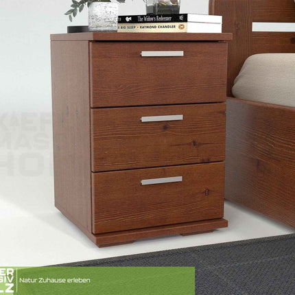 SEO. Nobis Kiefer Nachttisch 3-Schubladen | Massivholz Nachtschrank aus 100% Bio Kiefer - Kolonial Linkreich