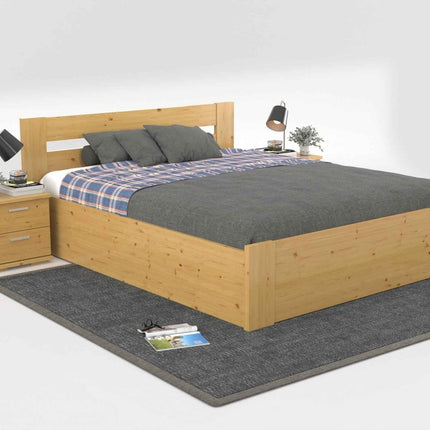 SEO. Nobis Kieferbett mit Bettkasten aus Massivholz | 100% Bio-Bett inkl. Lattenrost - 90 x 200 cm Linkreich