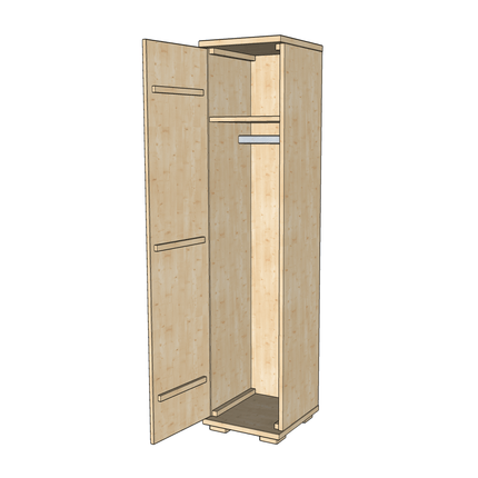 SEO. Nobis Kleiderschrank | 59 cm Tiefe 1 - Türig mit Kleiderstange | 100% Bio Kiefer Massivholz - Natur Linkreich