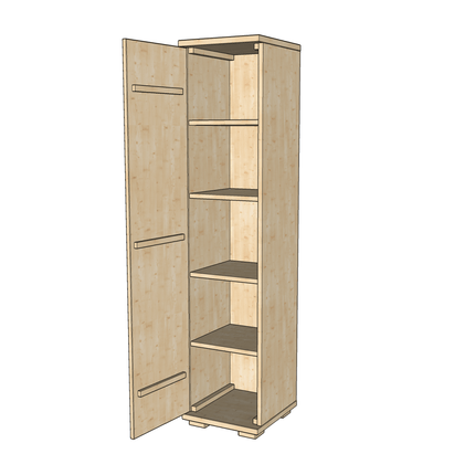 SEO. Nobis Kleiderschrank | 59 cm Tiefe 1 - Türig mit Regale | 100% Bio Kiefer Massivholz - Natur Linkreich