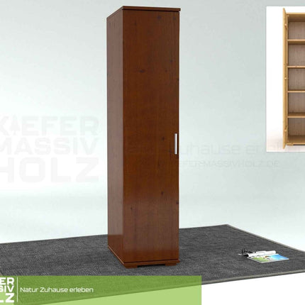 SEO. Nobis Kleiderschrank Bio Kiefer | 42 cm Tiefe 1-Türig mit Kleiderstange aus 100% Bio Kiefer Massivholz - Kolonial Linkreich