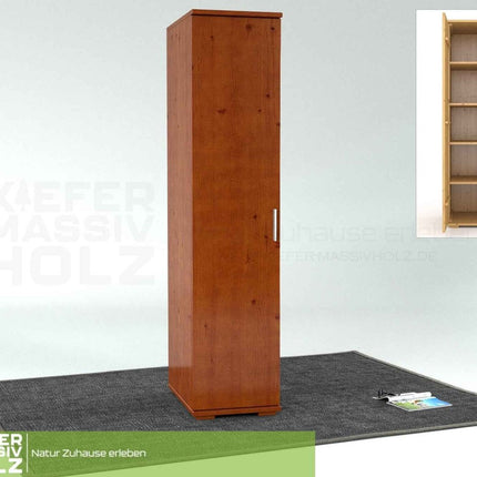 SEO. Nobis Kleiderschrank Bio Kiefer | 59 cm Tiefe 1-Türig mit Regalen aus 100% massivem Kiefernholz - Kirsch Linkreich