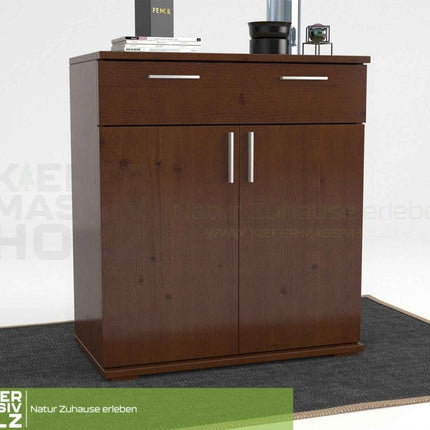 SEO. Nobis Kommode 100% Bio Kiefer | Sideboard mit 1-Schublade und 2-Türen | 90cm hoch - Kolonial Linkreich