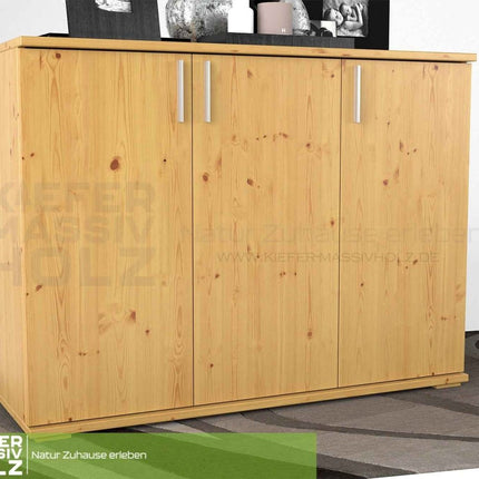 SEO. Nobis Kommode 120 Bio Kiefer | 3-türiges Sideboard aus 100% massivem Kiefernholz - Natur Linkreich
