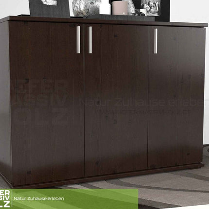 SEO. Nobis Kommode 120 Bio Kiefer | 3-türiges Sideboard aus 100% massivem Kiefernholz - Wenge Linkreich