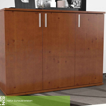 SEO. Nobis Kommode 120 Bio Kiefer | 3-türiges Sideboard aus 100% massivem Kiefernholz - Kirsch Linkreich