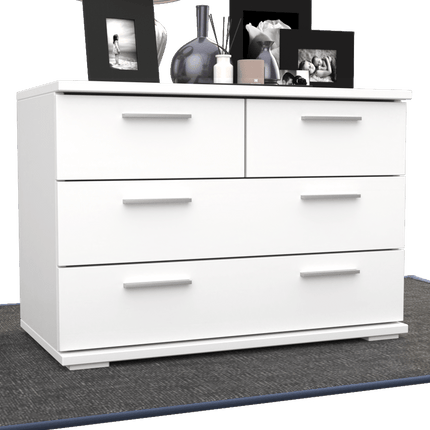 SEO. Nobis Kommode aus Bio Kiefer | Sideboard | Anrichte mit 4 Schubladen | 57 cm hoch | 100% Massivholz - Schneeweiss Linkreich