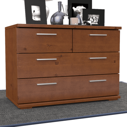 SEO. Nobis Kommode aus Bio Kiefer | Sideboard | Anrichte mit 4 Schubladen | 57 cm hoch | 100% Massivholz - Kolonial Linkreich