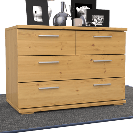 SEO. Nobis Kommode aus Bio Kiefer | Sideboard | Anrichte mit 4 Schubladen | 57 cm hoch | 100% Massivholz - Natur Linkreich
