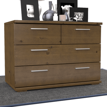 SEO. Nobis Kommode aus Bio Kiefer | Sideboard | Anrichte mit 4 Schubladen | 57 cm hoch | 100% Massivholz - Nussbaum Linkreich