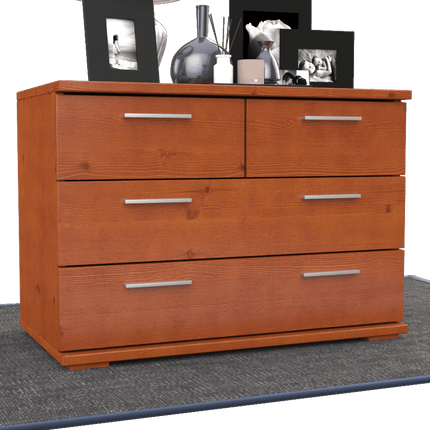 SEO. Nobis Kommode aus Bio Kiefer | Sideboard | Anrichte mit 4 Schubladen | 57 cm hoch | 100% Massivholz - Kirsch Linkreich
