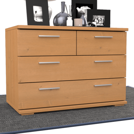 SEO. Nobis Kommode aus Bio Kiefer | Sideboard | Anrichte mit 4 Schubladen | 57 cm hoch | 100% Massivholz - Capuccino Linkreich