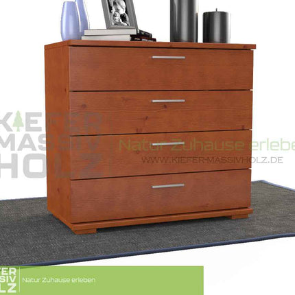 SEO. Nobis Kommode aus Kiefer Massivholz | Sideboard Anrichte mit 4 Schubladen aus 100% Bio Holz - Kirsch Linkreich