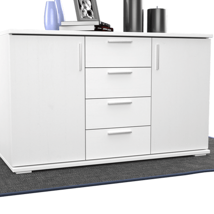 SEO. Nobis Kommode aus Massivholz | Sideboard mit 4 Schubladen und 2 Türen | 100% Bio Kiefer Massivholz - Schneeweiss Linkreich