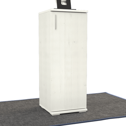 SEO. Nobis Kommode Bio Kiefer Massivholz | 1-Türig | 107cm hoch | Elegantes Sideboard aus 100% Bio Kiefer - Weiss Linkreich