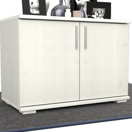 SEO. Nobis Kommode Bio Kiefer Massivholz 2-türig | 57cm hoch | Handgefertigt - Weiss Linkreich